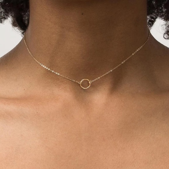 NWT 18k Gold Filled Circle Choker Necklace - Picture 4 of 4